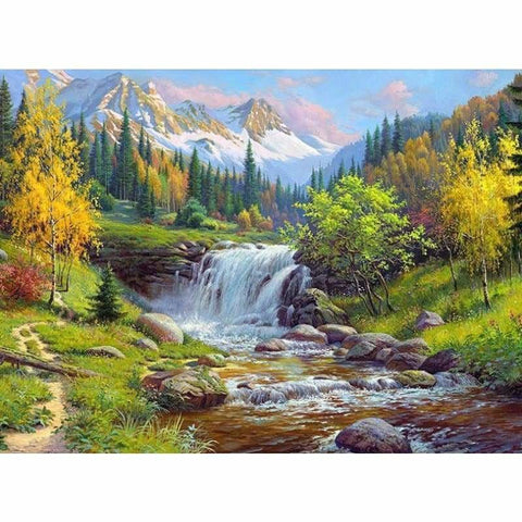 Landscape Waterfall Diy Paint By Numbers Kits PBN97899 - NEEDLEWORK KITS