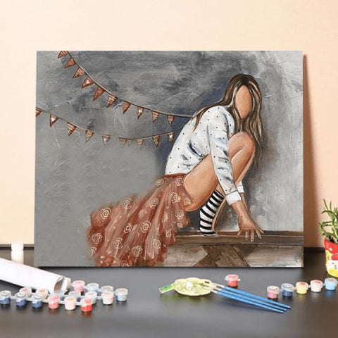 Paint by Numbers Kit-A lonely girl