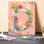 Paint by Numbers Kit Alphabet D in Flowers