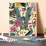 Paint by Numbers Kit Alphabet V in Flowers