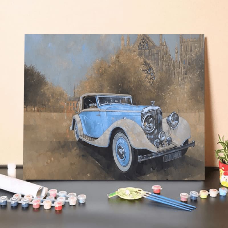 Paint by Numbers Kit-Blue Vintage Car