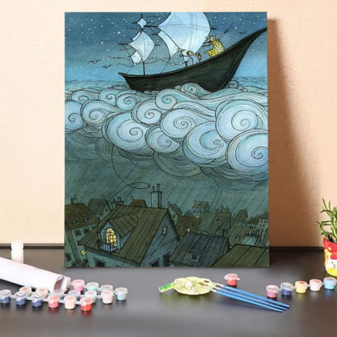 Paint by Numbers Kit-Boat On The Cloud