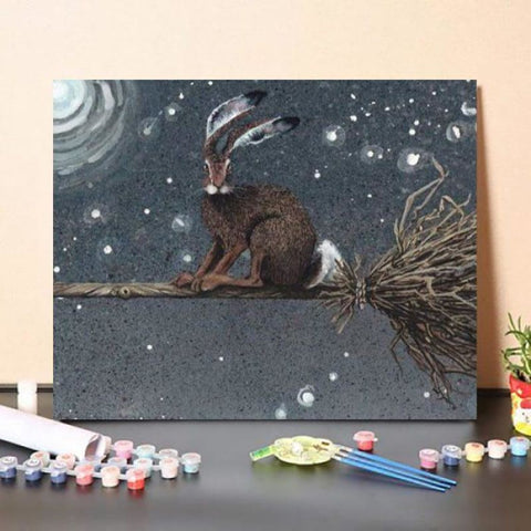 Paint By Numbers Kit – Bunny Riding a Broom