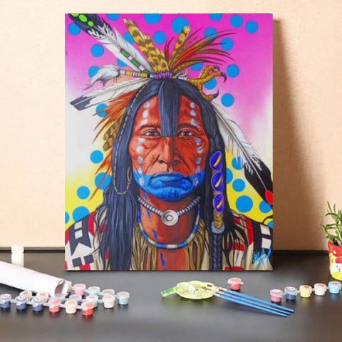 Paint By Numbers Kit Colorful Amerindian Man