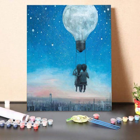 Paint by Numbers Kit-Couple Under The Moon