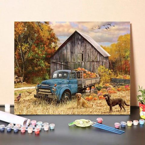 Paint By Numbers Kit Fall Truck And Barn