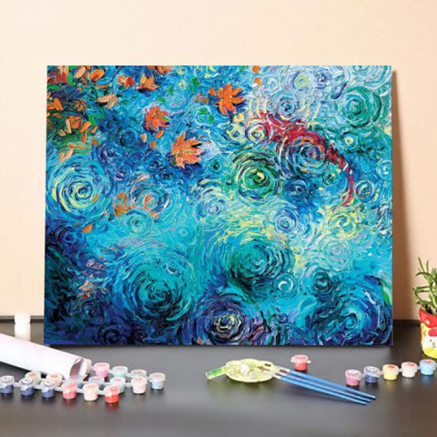 Paint By Numbers Kit-Fish Pond In The Rain