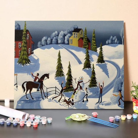 Paint By Numbers Kit-Making A Snowman