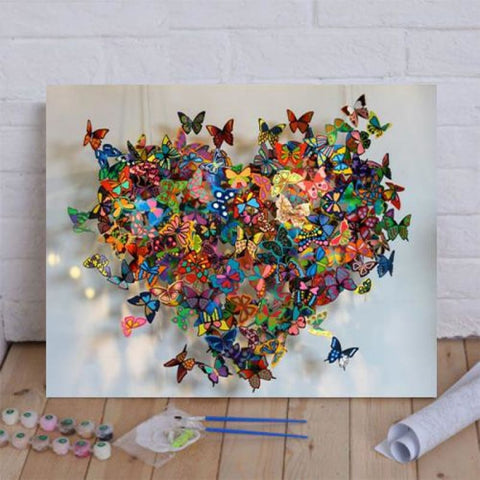 Paint by Numbers Kit Mandala Butterfly Heart