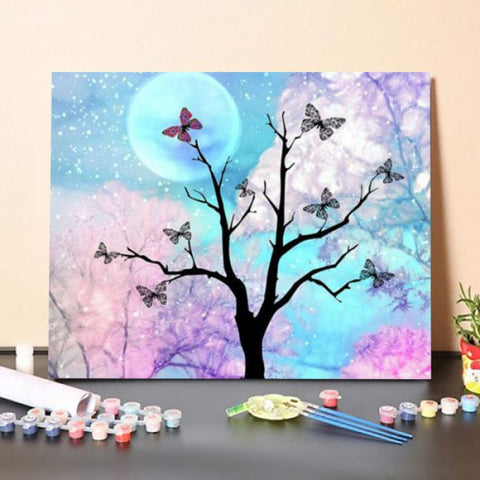 Paint by Numbers Kit-Moon Dreams and the Butterfly Tree