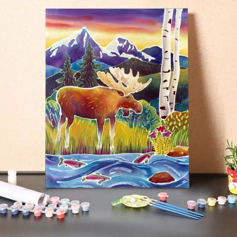 Paint by Numbers Kit-Moose on Trout Creek