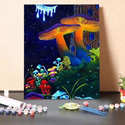 Paint by Numbers Kit-Mushroom Paradise
