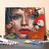Paint By Numbers Kit-Parrot And Freckled Girl