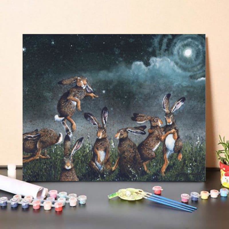 Paint By Numbers Kit Rabbits in the Moonlight Australia Paint By