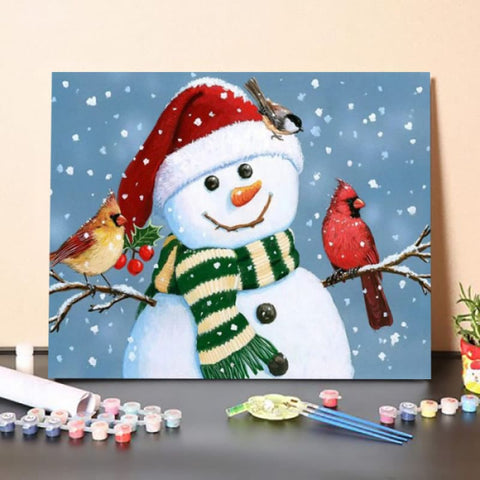 Paint By Numbers Kit-Santa Snowman