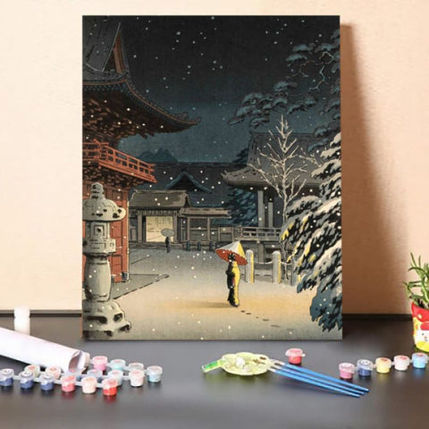 Paint by Numbers Kit-Snowy Night Walking
