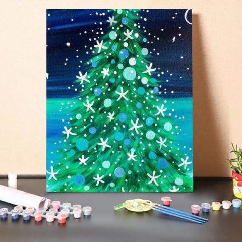 Paint By Numbers Kit – Starry Sky Sea And Christmas Tree