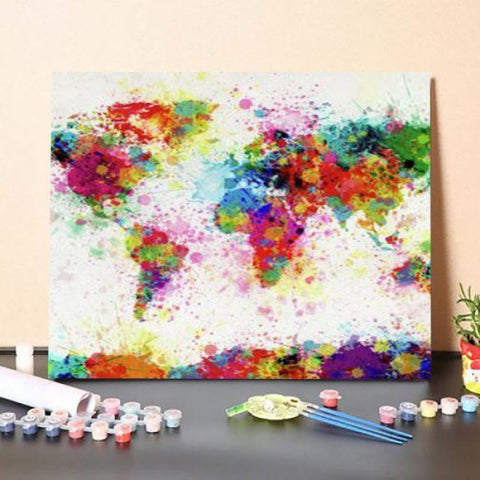 Paint by Numbers Kit-World Map Paint
