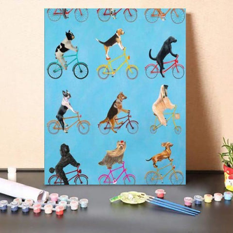 Paint By NumbersKit Cycling Dogs