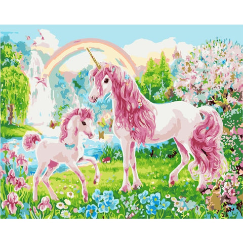 Pink Unicorn Diy Paint By Numbers Kits WM-216 - NEEDLEWORK KITS