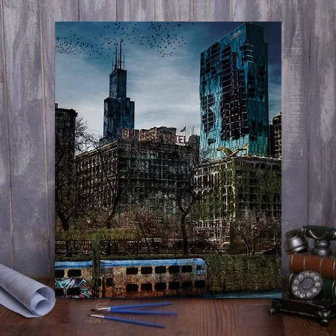 Post Apocalyptic Chicago Paint By Numbers Kit