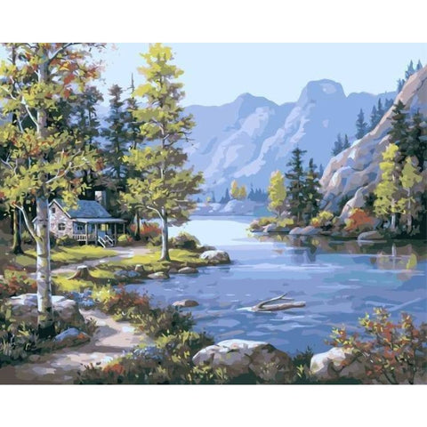 Riverside Cottage Scenery Diy Paint By Numbers Kits SY-4050-013 - NEEDLEWORK KITS