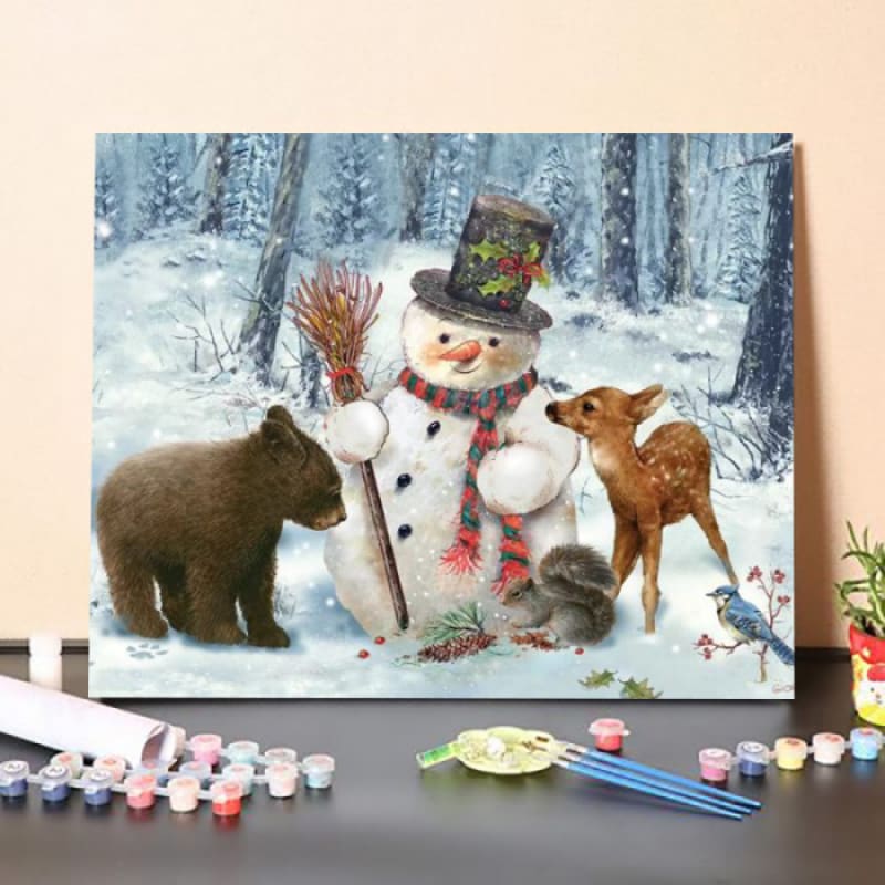 Woodland Snowman Paint By Numbers Kit Australia Paint By Numbers