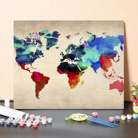 World Watercolor Map I – Paint By Numbers Kit
