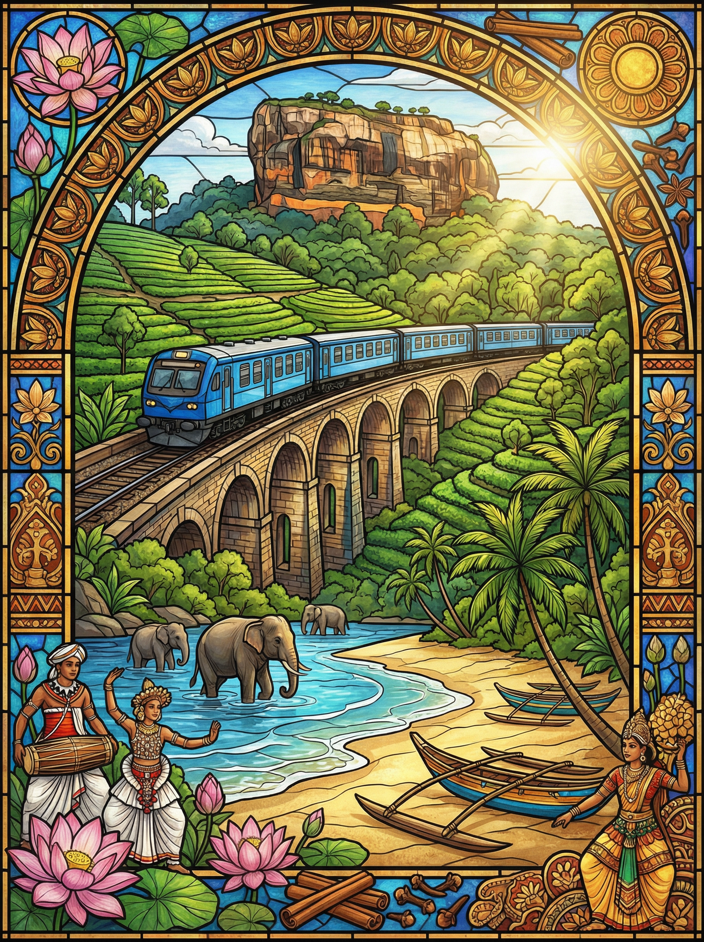 Sri Lanka Train Elephant Bridge (80 Colours)