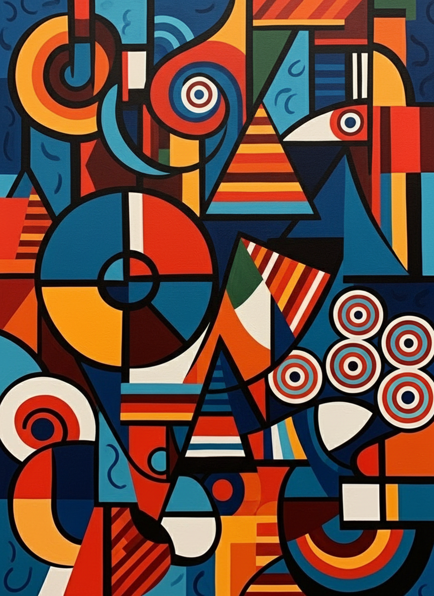 Cubist Blue Rhythm (80 Colours)