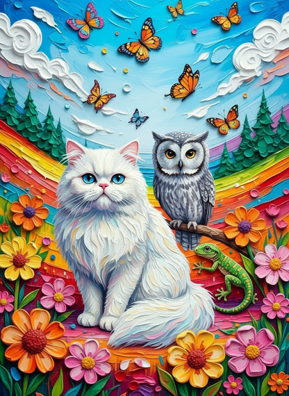 Blue Eyed Cat & Owl (80 Colours)