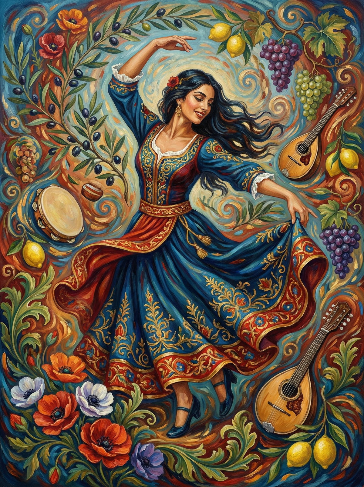 Mediterranean Dancing Woman (80 Colours)