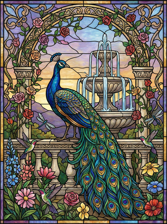 Peacock Garden Fountain (120 Colours)