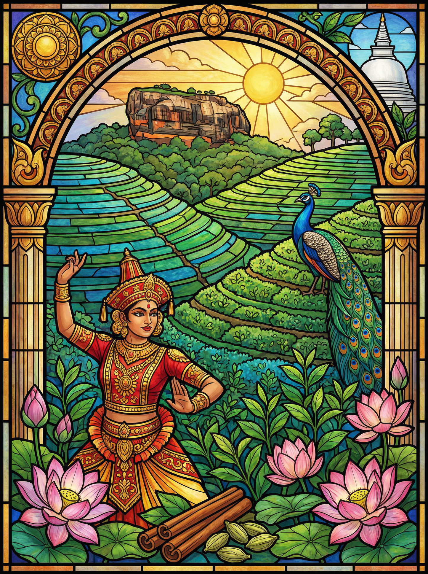 Sri Lankan Dancer and Peacock (80 Colours)