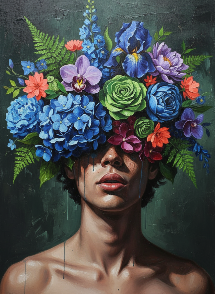 Floral Veil Portrait (80 Colours)
