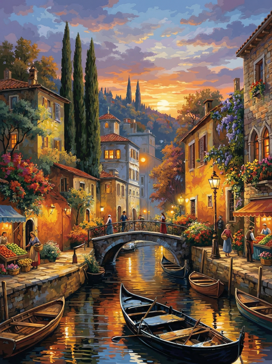 Sunset Italian Canal Village (80 Colours)