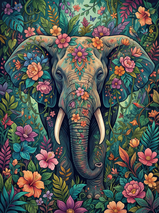 Floral Jungle Elephant (120 Colours)
