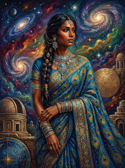 Peacock Sari Indian Woman (80 Colours)