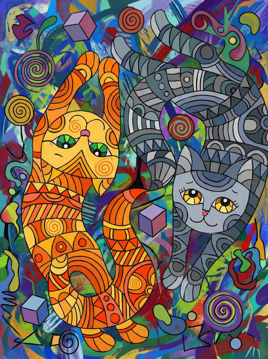 Whimsical Twin Cats (120 Colours)