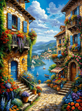 Mediterranean Village View (80 Colors)