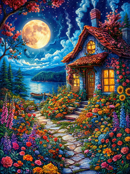 Cottage Under the Full Moon (120 Colours)