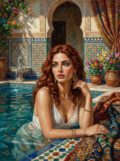 Lady by the Courtyard Pool (80 Colours)