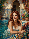 Lady by the Courtyard Pool (80 Colors)
