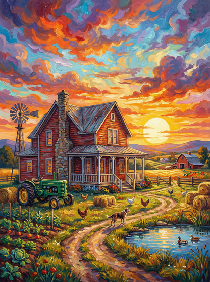 Golden Farmstead Sunset (120 Colours)