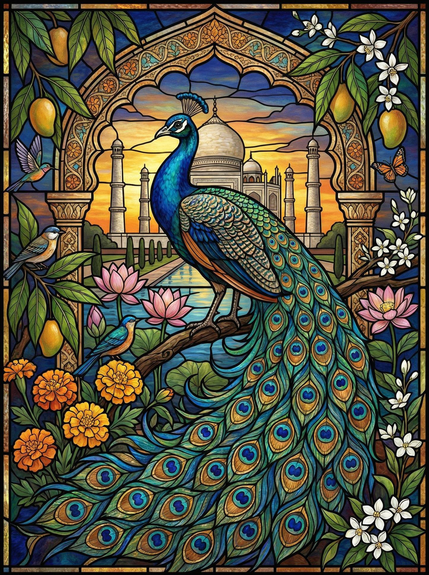 Peacock at Taj Dawn (80 Colours)