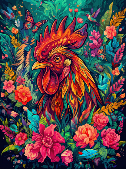 Floral Garden Rooster (80 Colours)