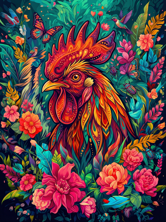 Floral Garden Rooster (80 Colours)