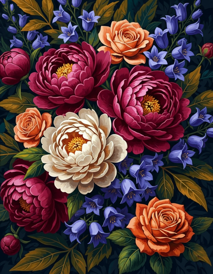 Midnight Peony Bouquet (80 Colours)