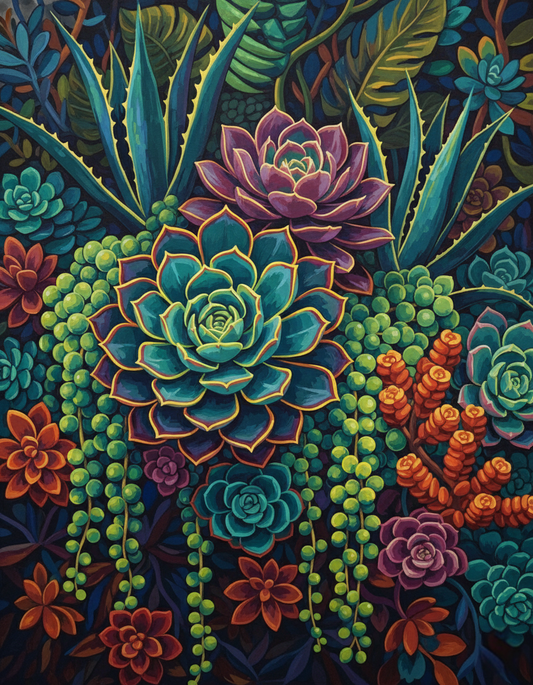 Deep Jungle Succulents (80 Colours)