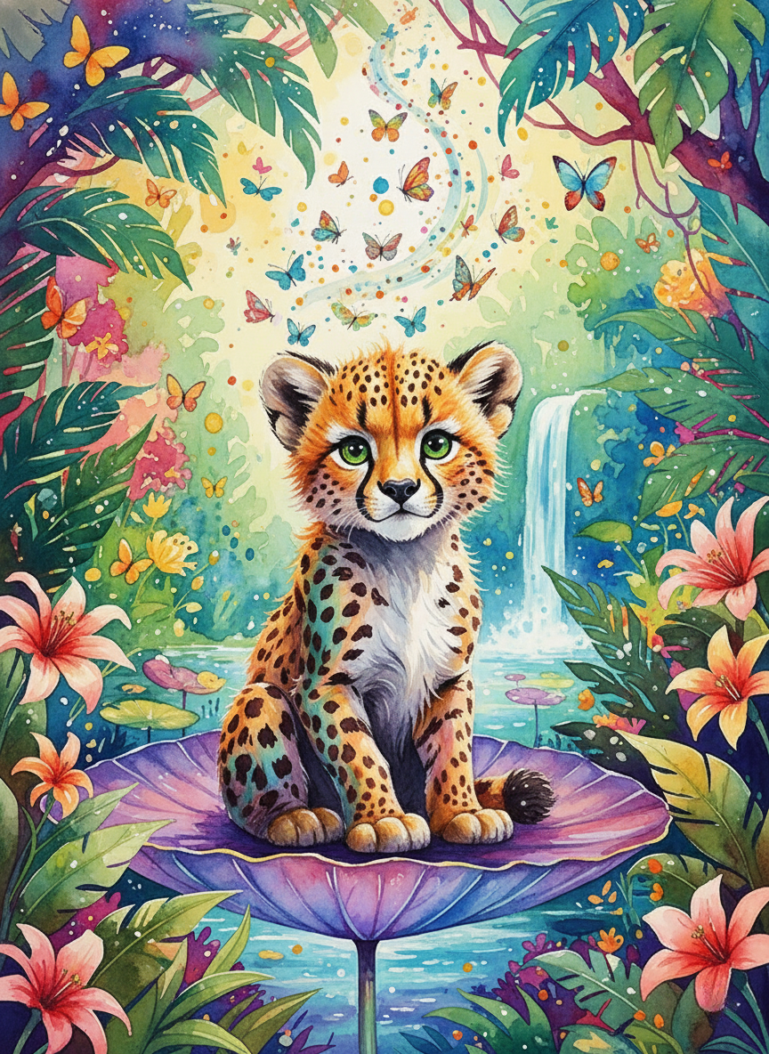 Cheetah Cub in Bloom (80 Colours)